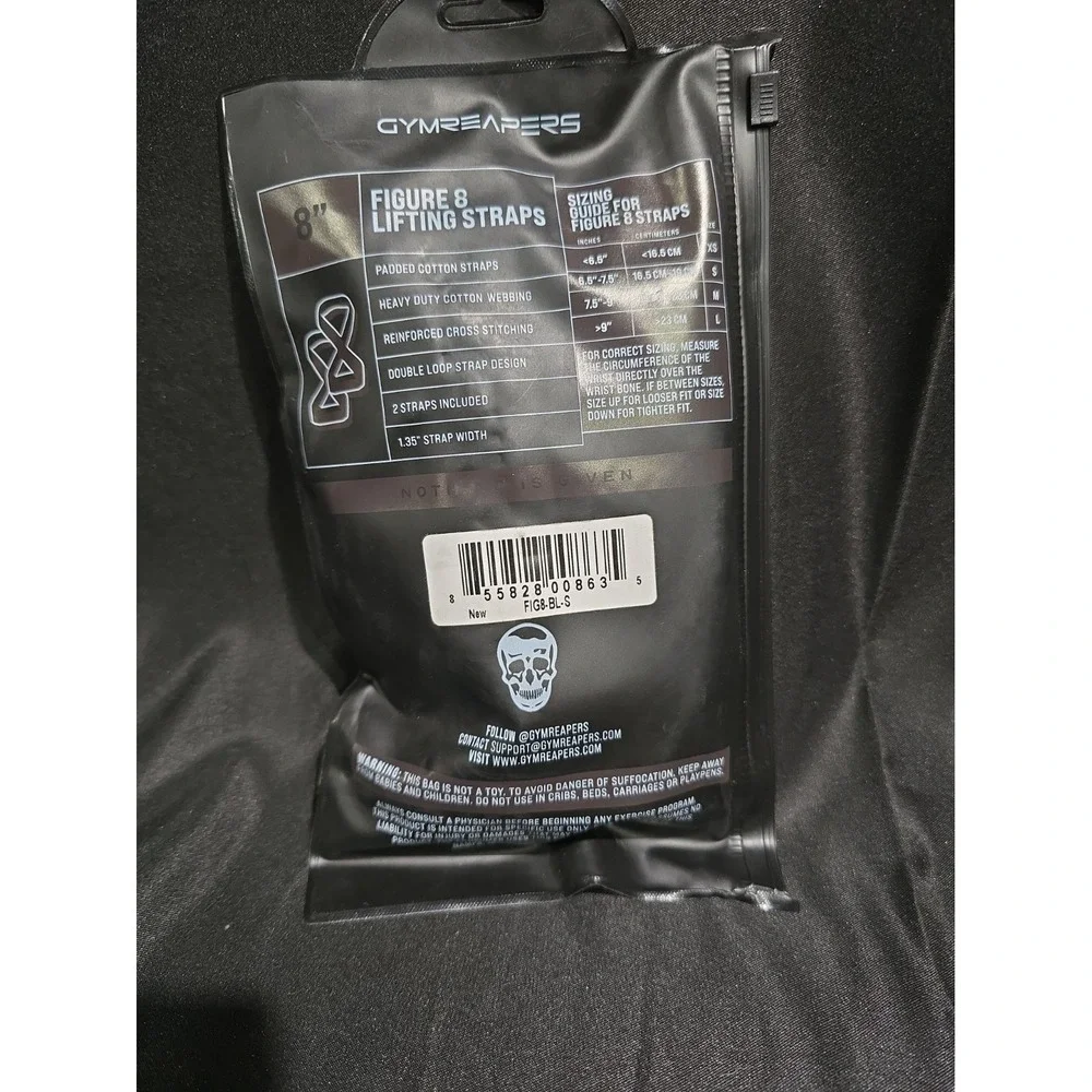 Gymreapers Figure 8 Lifting Straps Black Size Small Deadlift Powerlifting Pair